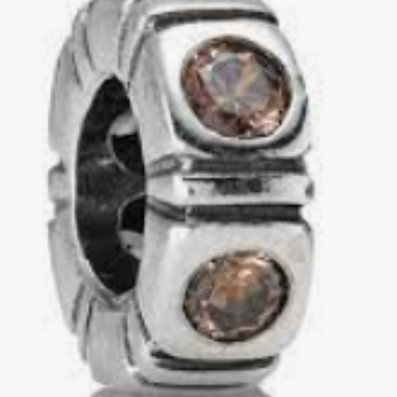 Pandora Authentic Sterling Silver and Champagne CZ Trinity Spacer Retired Charm - Picture 1 of 6